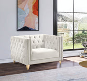 Michelle Velvet Upholstered Chair in Cream - 652Cream-C