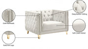 Michelle Velvet Upholstered Chair in Cream - 652Cream-C