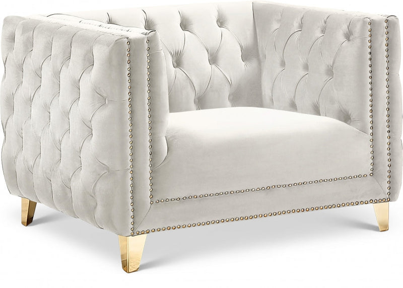 Michelle Velvet Upholstered Chair in Cream - 652Cream-C