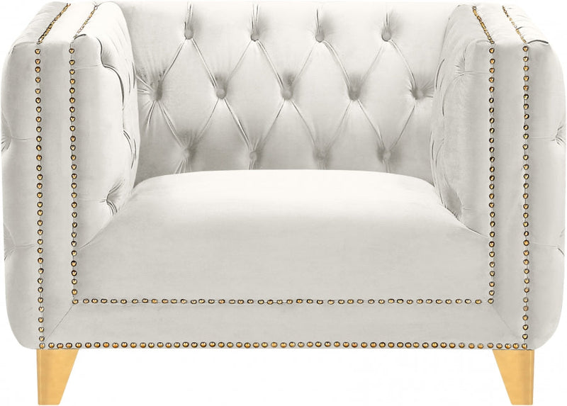 Michelle Velvet Upholstered Chair in Cream - 652Cream-C