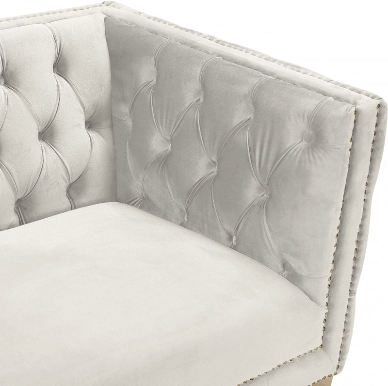 Michelle Velvet Upholstered Chair in Cream - 652Cream-C