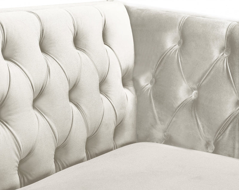 Michelle Velvet Upholstered Chair in Cream - 652Cream-C