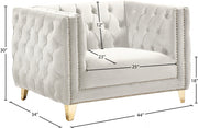 Michelle Velvet Upholstered Chair in Cream - 652Cream-C