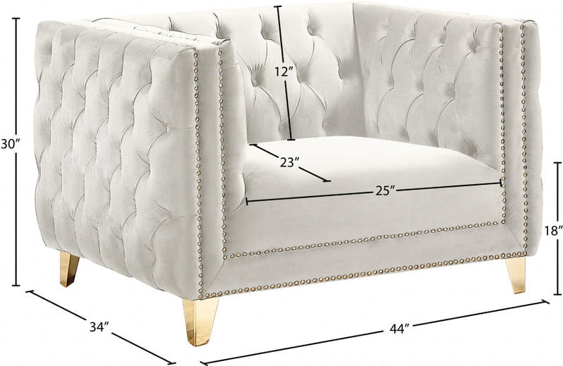 Michelle Velvet Upholstered Chair in Cream - 652Cream-C