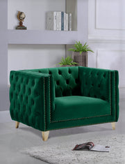 Michelle Velvet Upholstered Chair in Green - 652Green-C