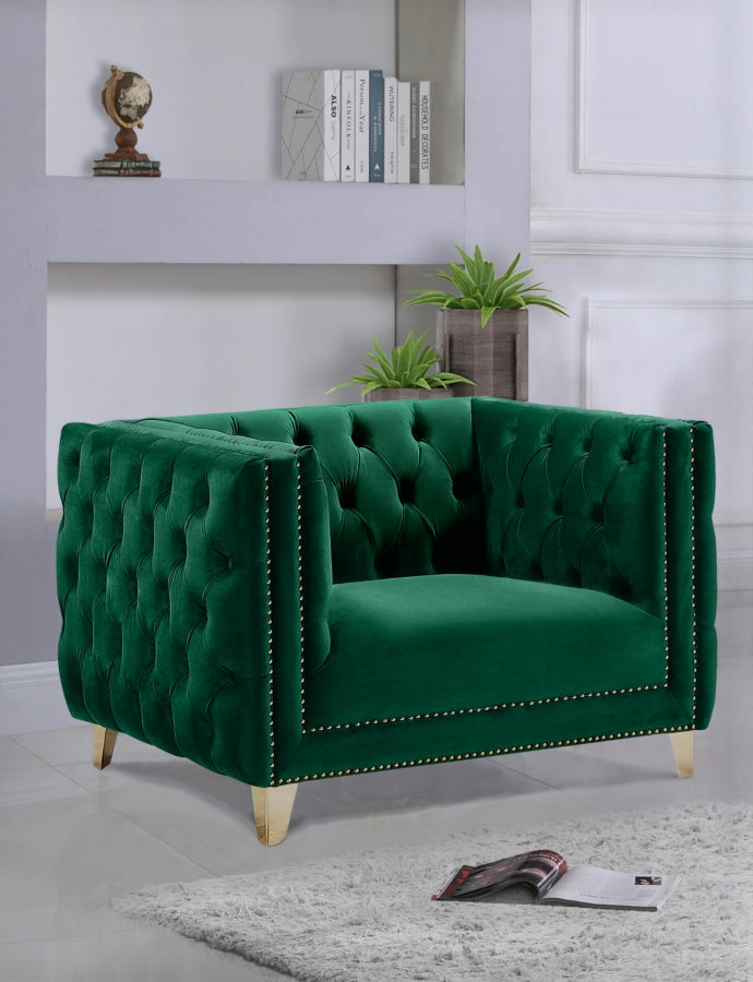 Michelle Velvet Upholstered Chair in Green - 652Green-C