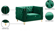 Michelle Velvet Upholstered Chair in Green - 652Green-C