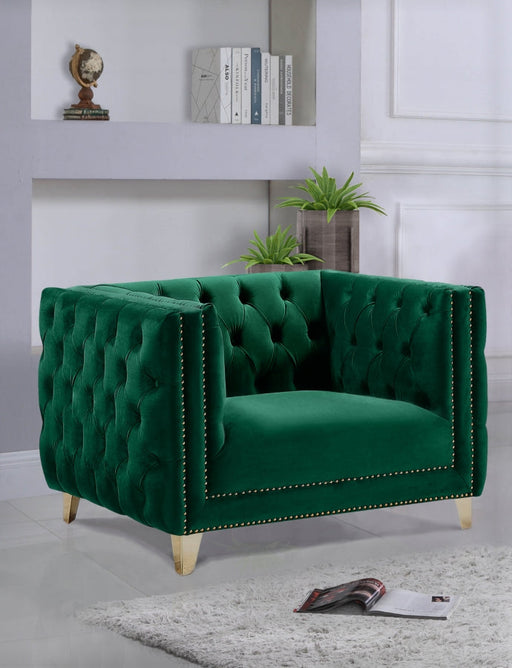 Michelle Velvet Upholstered Chair in Green - 652Green-C