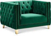 Michelle Velvet Upholstered Chair in Green - 652Green-C
