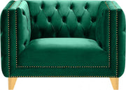 Michelle Velvet Upholstered Chair in Green - 652Green-C