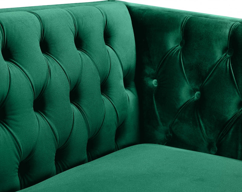 Michelle Velvet Upholstered Chair in Green - 652Green-C