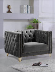 Michelle Velvet Upholstered Chair in Grey - 652Grey-C