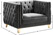 Michelle Velvet Upholstered Chair in Grey - 652Grey-C