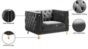 Michelle Velvet Upholstered Chair in Grey - 652Grey-C