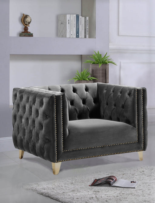 Michelle Velvet Upholstered Chair in Grey - 652Grey-C