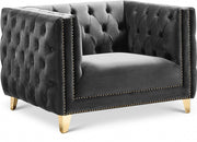 Michelle Velvet Upholstered Chair in Grey - 652Grey-C