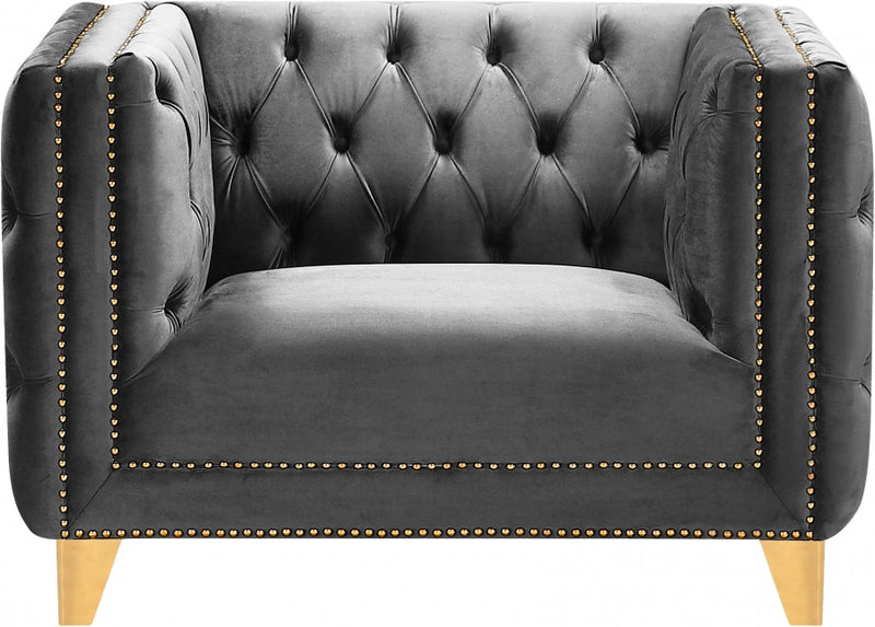 Michelle Velvet Upholstered Chair in Grey - 652Grey-C
