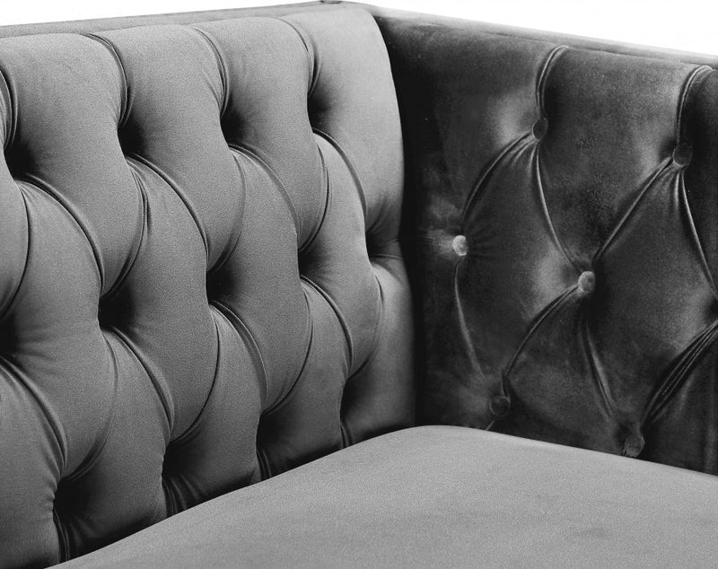 Michelle Velvet Upholstered Chair in Grey - 652Grey-C
