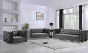 Michelle Velvet Upholstered Chair in Grey - 652Grey-C