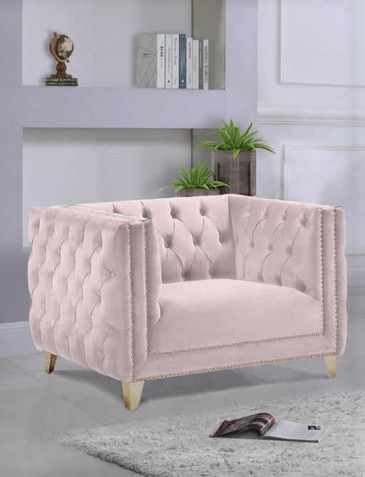 Michelle Velvet Upholstered Chair in Pink - 652Pink-C