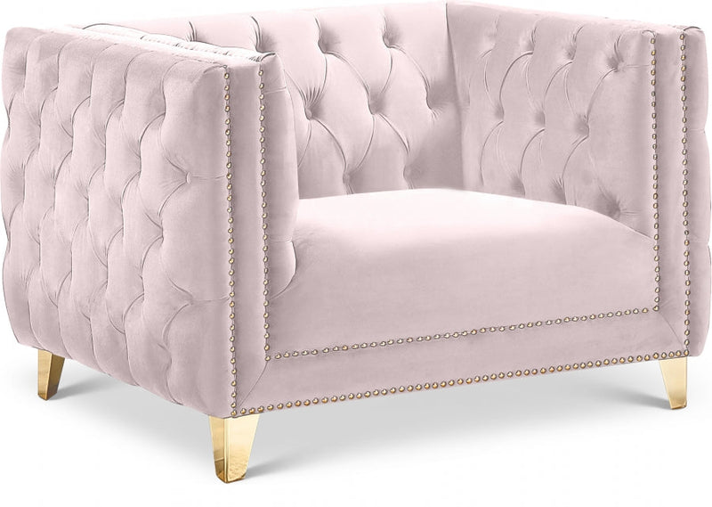 Michelle Velvet Upholstered Chair in Pink - 652Pink-C