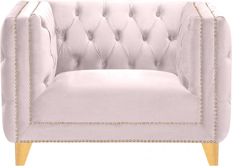Michelle Velvet Upholstered Chair in Pink - 652Pink-C