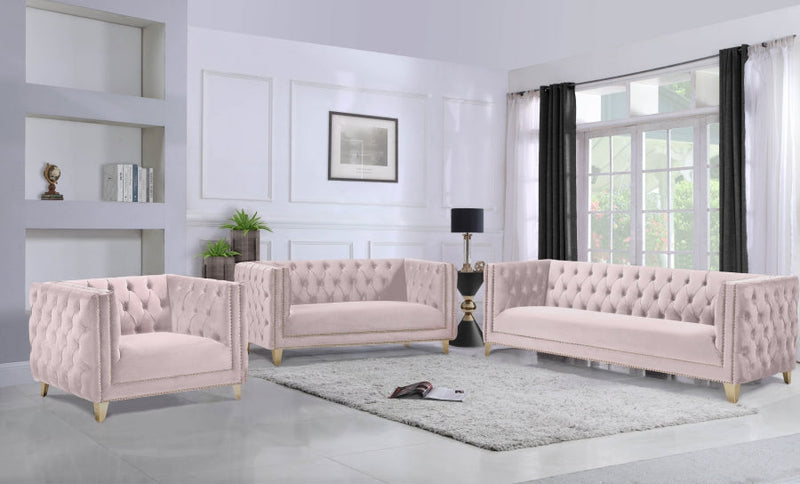 Michelle Velvet Upholstered Chair in Pink - 652Pink-C