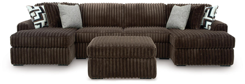 Midnight-Madness 3-Piece Double Chaise Sectional and Ottoman - 98104U8