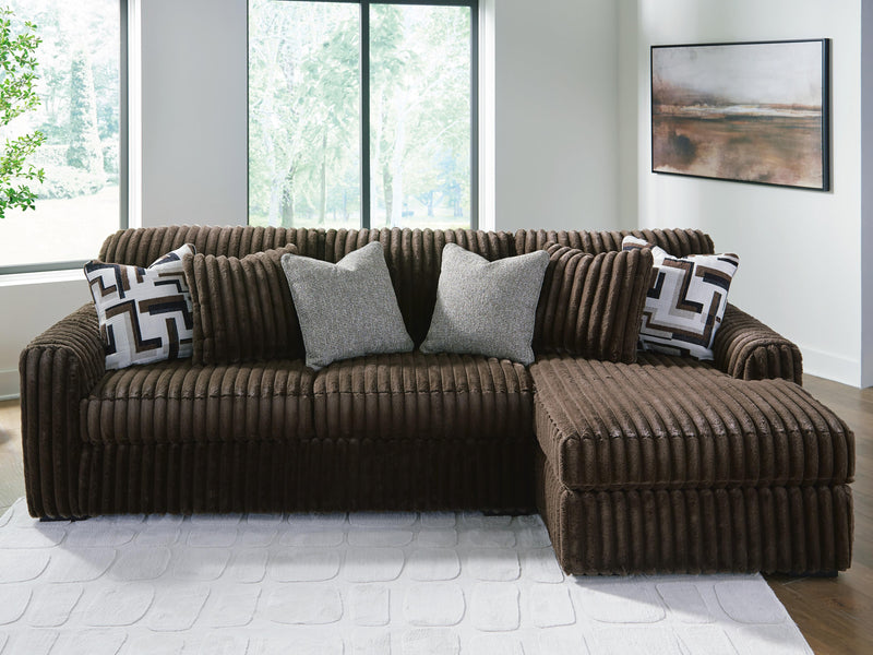 Midnight-Madness Chocolate 2-Piece Sectional Sofa with Chaise - 98104S2