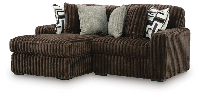 Midnight-Madness Chocolate 2-Piece Sectional with Chaise - 98104S13