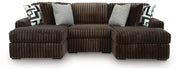 Midnight-Madness Chocolate 3-Piece Double Chaise Sectional - 98104S17