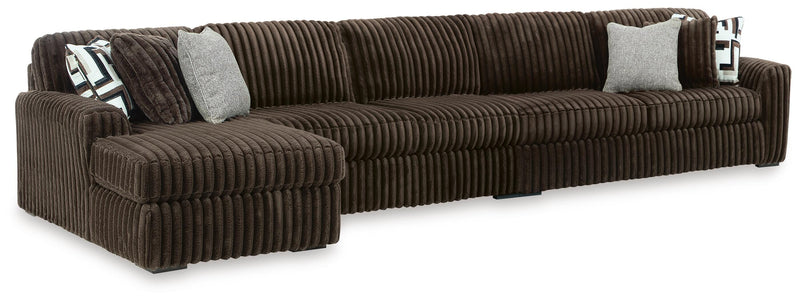 Midnight-Madness Chocolate 3-Piece Sectional with Chaise - 98104S10