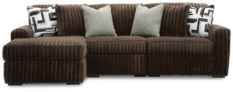 Midnight-Madness Chocolate 3-Piece Sectional with Chaise - 98104S15