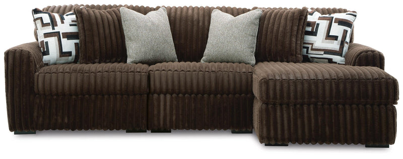 Midnight-Madness Chocolate 3-Piece Sectional with Chaise - 98104S16