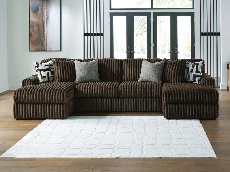 Midnight-Madness Chocolate 3-Piece Sectional with Chaise - 98104S5