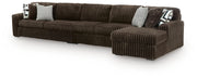 Midnight-Madness Chocolate 3-Piece Sectional with Chaise - 98104S9
