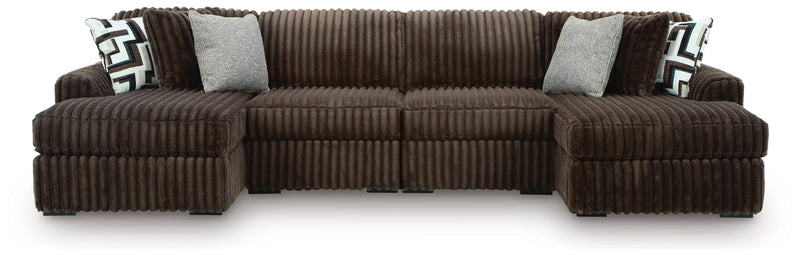 Midnight-Madness Chocolate 4-Piece Double Chaise Sectional - 98104S18