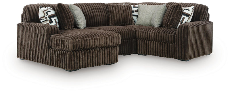 Midnight-Madness Chocolate 4-Piece Sectional with Chaise - 98104S19