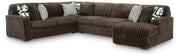 Midnight-Madness Chocolate 4-Piece Sectional with Chaise - 98104S3