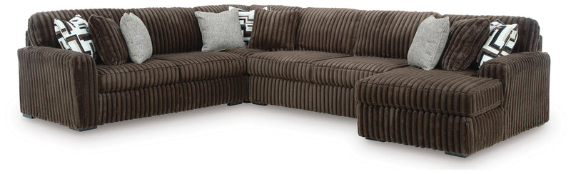 Midnight-Madness Chocolate 4-Piece Sectional with Chaise - 98104S3