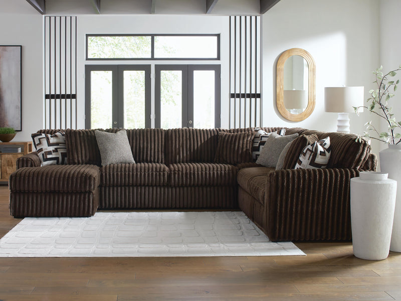 Midnight-Madness Chocolate 4-Piece Sectional with Chaise - 98104S4