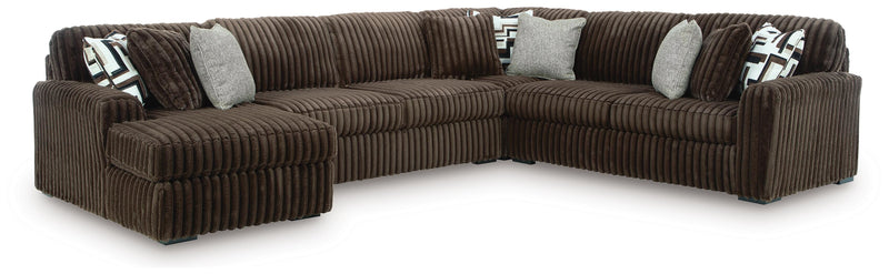 Midnight-Madness Chocolate 4-Piece Sectional with Chaise - 98104S4