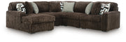 Midnight-Madness Chocolate 5-Piece Sectional with Chaise - 98104S21