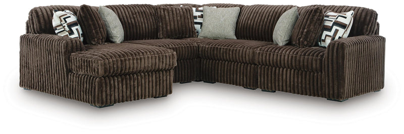 Midnight-Madness Chocolate 5-Piece Sectional with Chaise - 98104S21