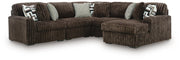 Midnight-Madness Chocolate 5-Piece Sectional with Chaise - 98104S22