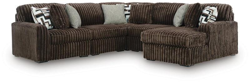 Midnight-Madness Chocolate 5-Piece Sectional with Chaise - 98104S22