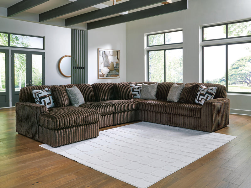 Midnight-Madness Chocolate 6-Piece Sectional with Chaise - 98104S23