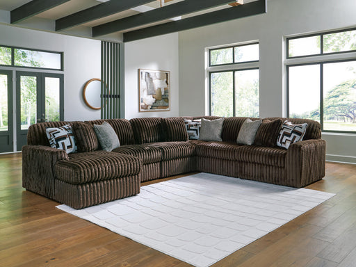 Midnight-Madness Chocolate 6-Piece Sectional with Chaise - 98104S23