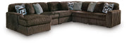 Midnight-Madness Chocolate 6-Piece Sectional with Chaise - 98104S23