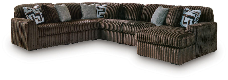 Midnight-Madness Chocolate 6-Piece Sectional with Chaise - 98104S24